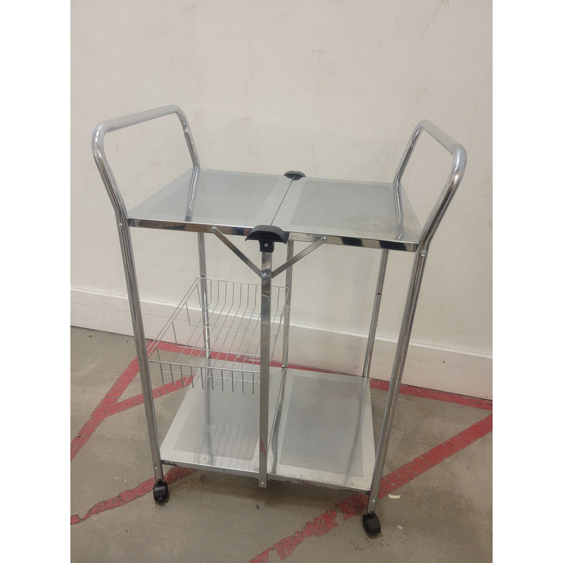 Polished Chrome Rolling Bar Cart