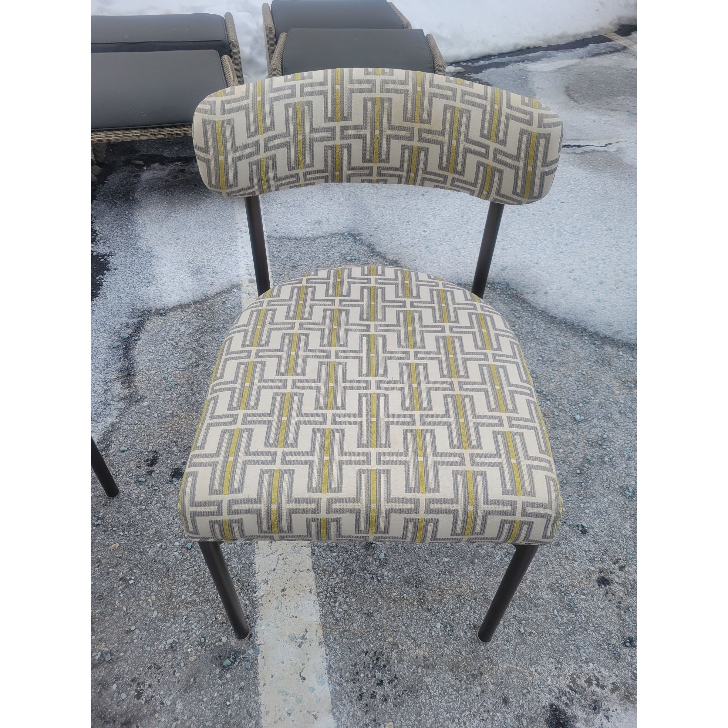 SET of 4 'Remy' Upholstered Dining Chairs on Pewter Legs by MG&BW (AS IS)