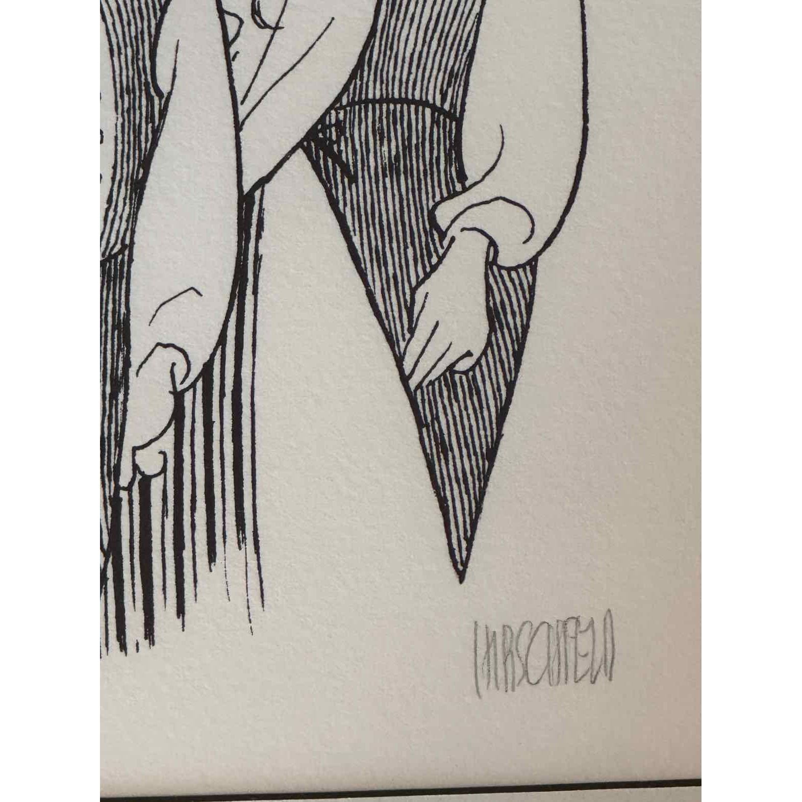 'The Sound of Music' Drawing by Al Hirschfeld in Wood Frame
