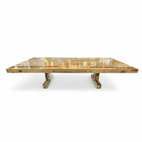 Custom Multicolor Reclaimed Wood with/ Epoxy Gloss Finish Dining Table