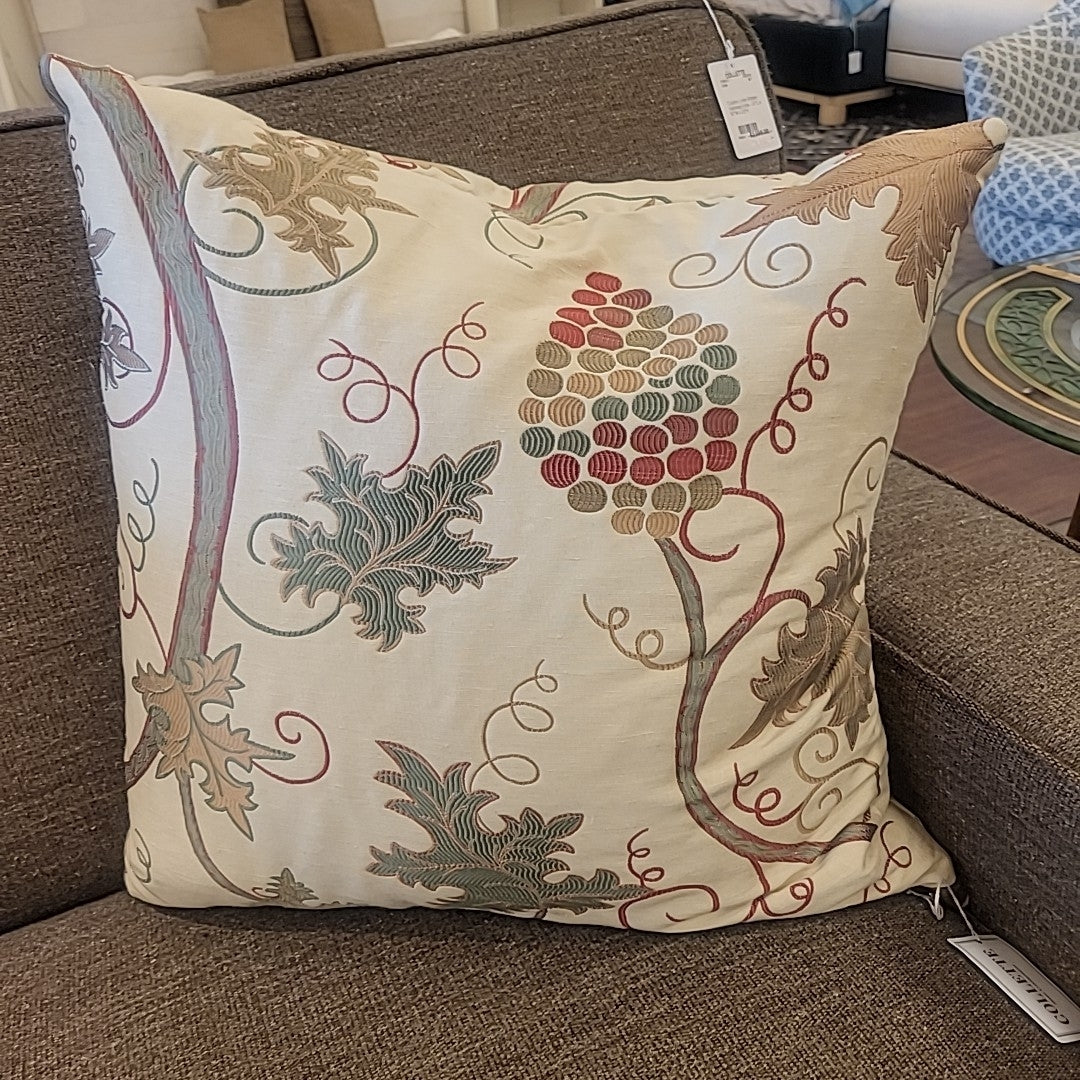 Pair of Pillows in Grape Vine Pattern Fabric