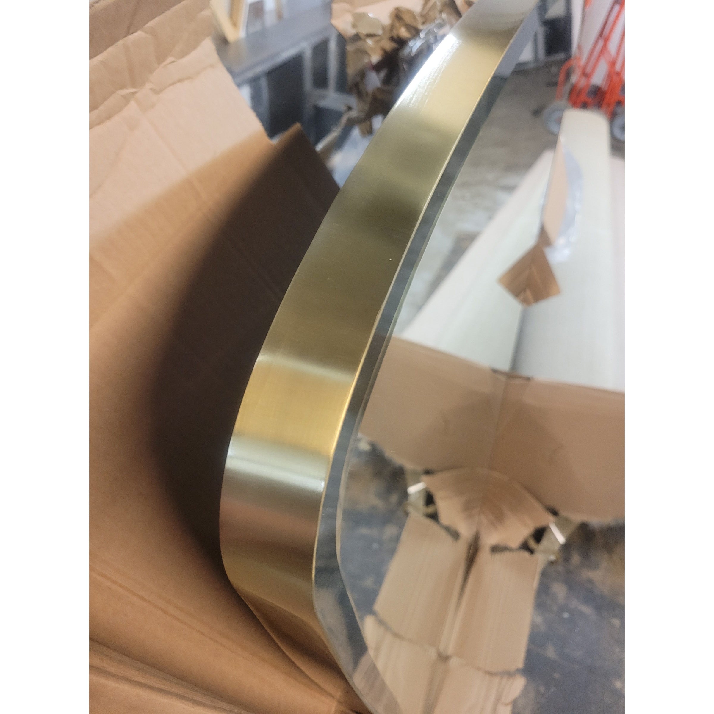 'Key' Satin Brass Mirror w/ Beveled Glass by Ashley Cholders - 31.5"L x 48"H - colletteconsignment.com