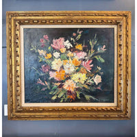 Palette Knife Floral Still Life Oil Painting by G. Goldsack in Gold Tone Frame