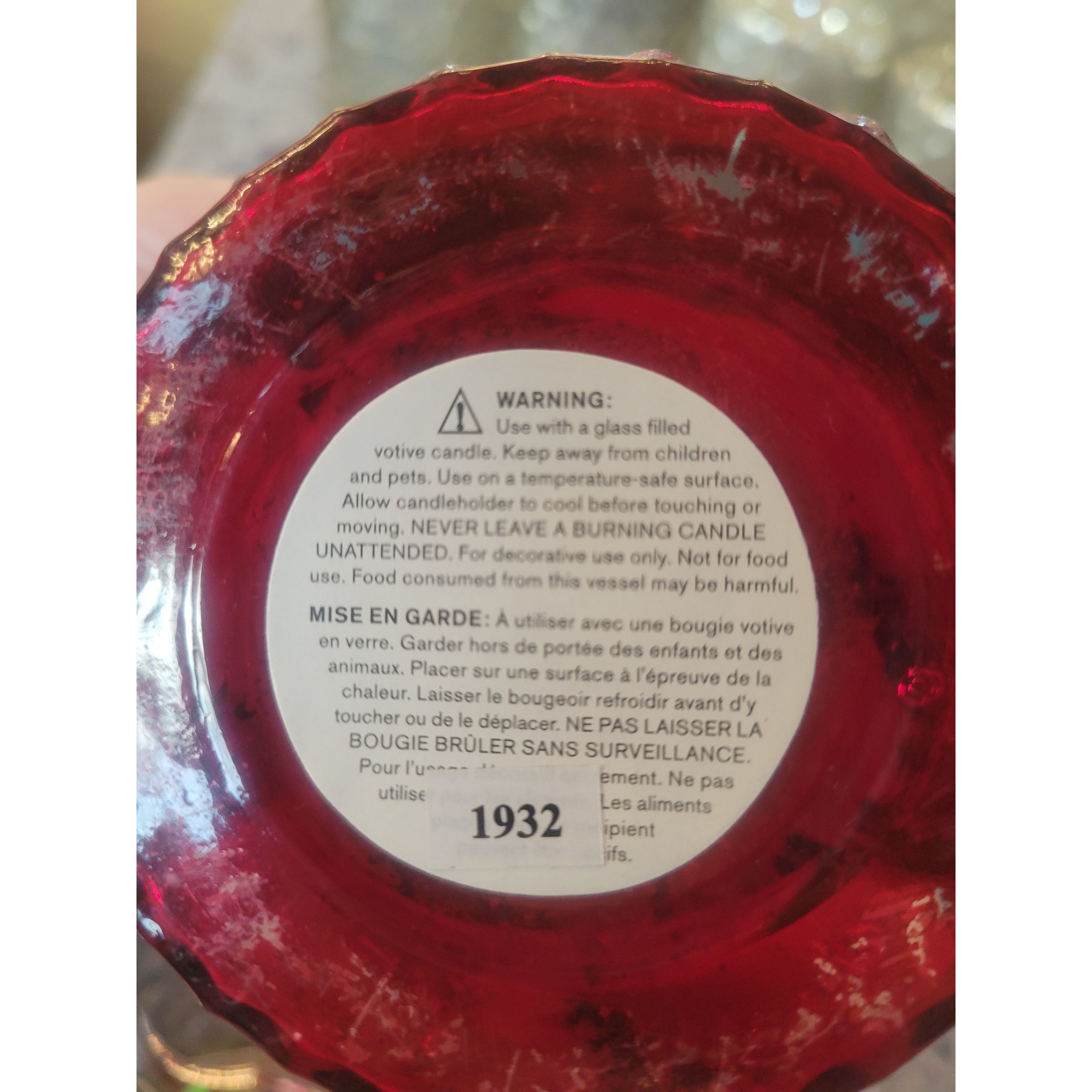 Red Mercury Glass Candle Holder