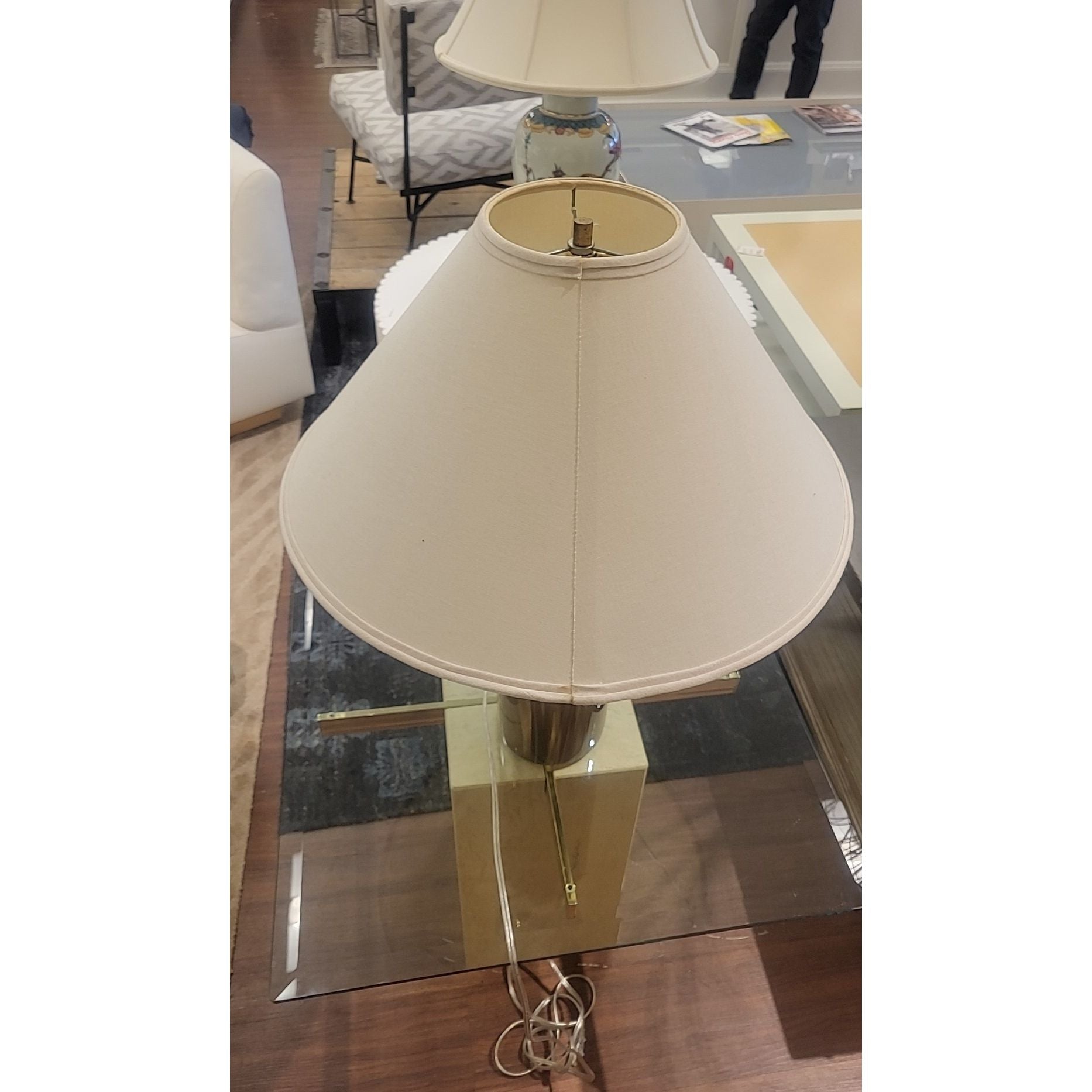 Brown Blown Glass Table Lamp w/ Shade