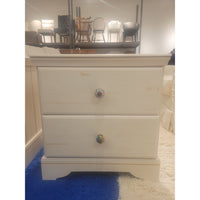 PAIR of White Wash Wood 2-Drawer Night Stands w/ Ceramic Knobs (AS IS)
