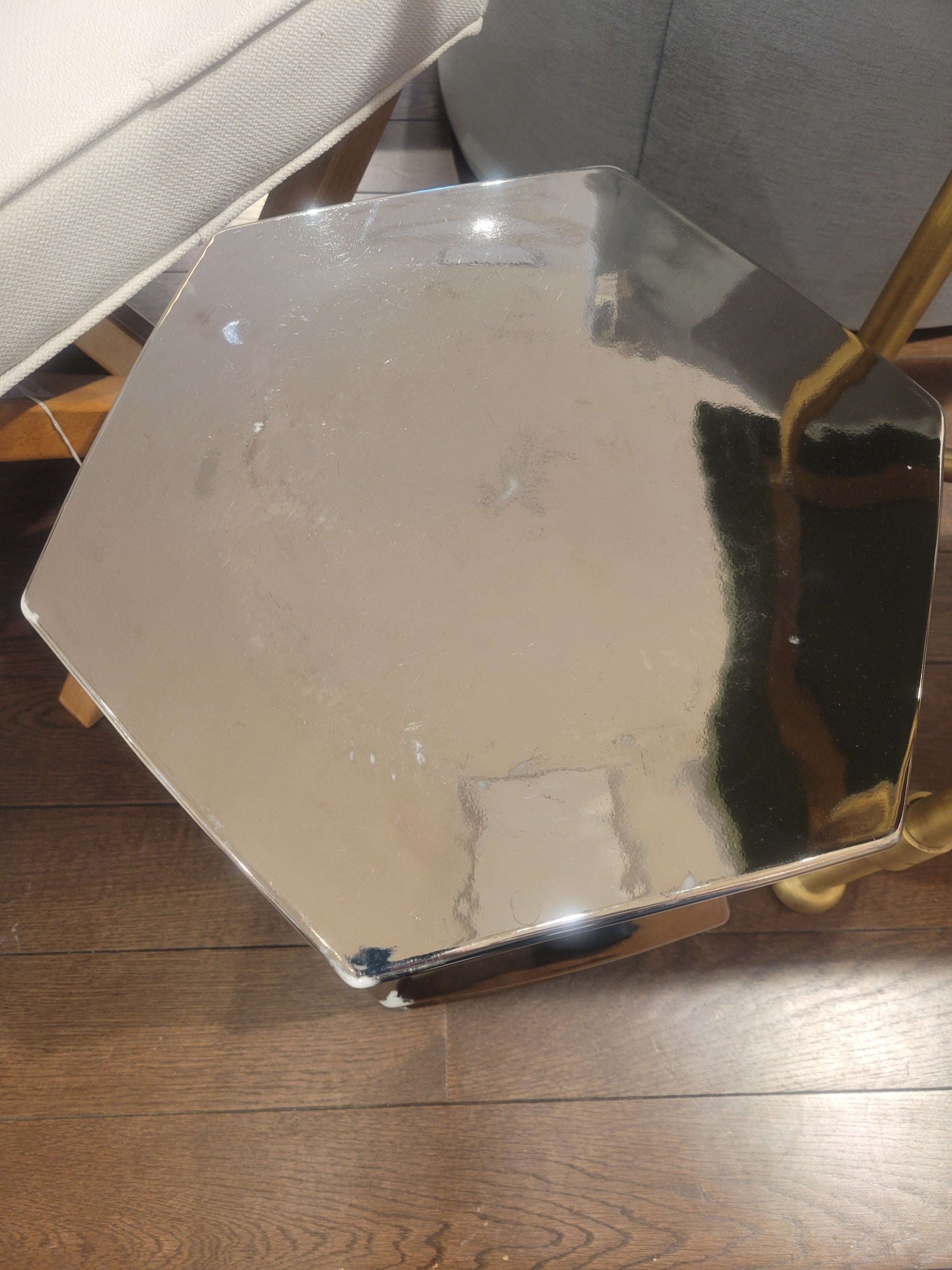 Chrome Ceramic Hexagonal Garden Stool (AS IS)