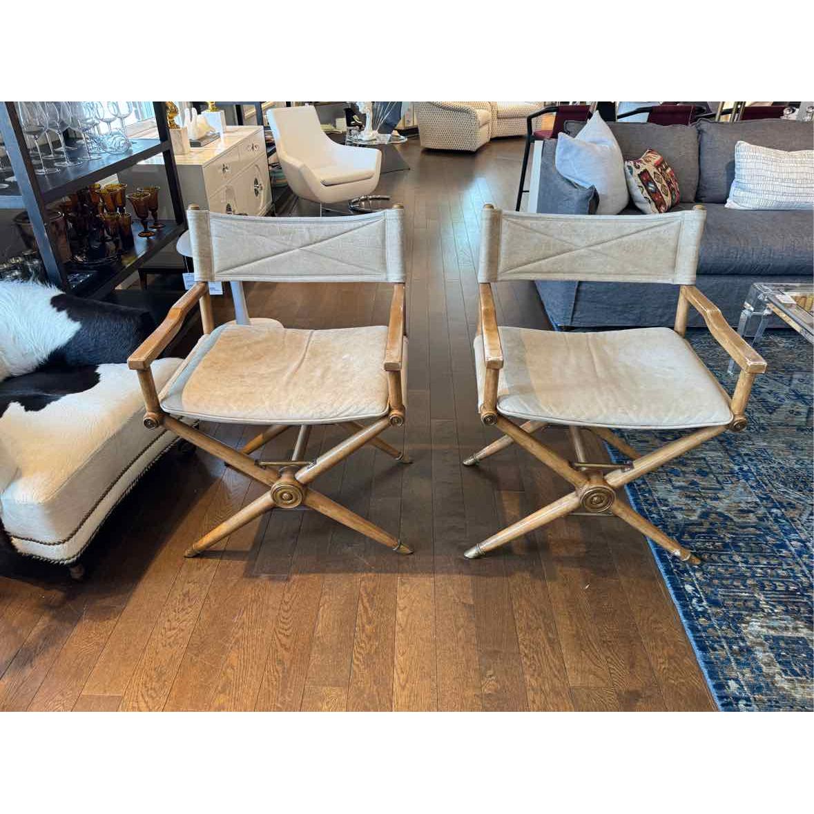 A Pair of 1970's  Beige Leather' Directors' Chairs