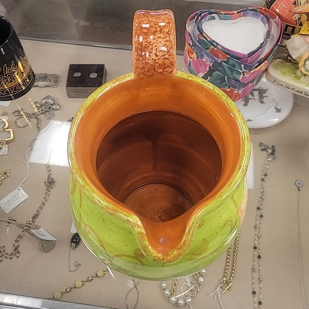 Ceramic Green Floral Pitcher