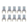 SET of 10 Gray Upholstered Dining Chairs on Wood Bases