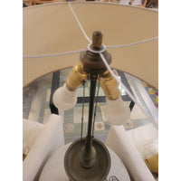 XL Antique Tibetan Bronzed Metal Table Lamp w/ Shade