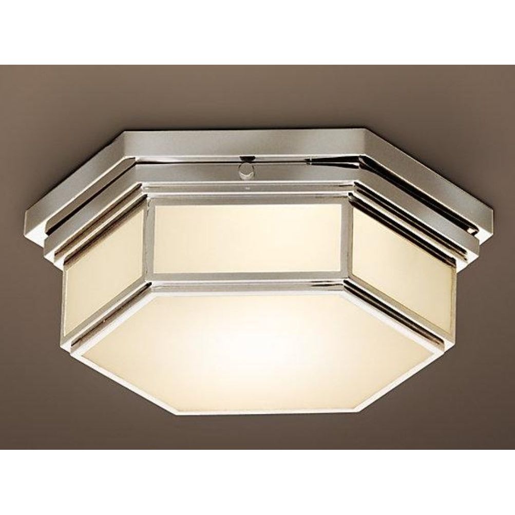 'Barton' Nickel & Milk Glass Flush Mount by RH - AS IS