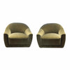 PAIR of Olive Velvet Chairs w/ Oak Legs
