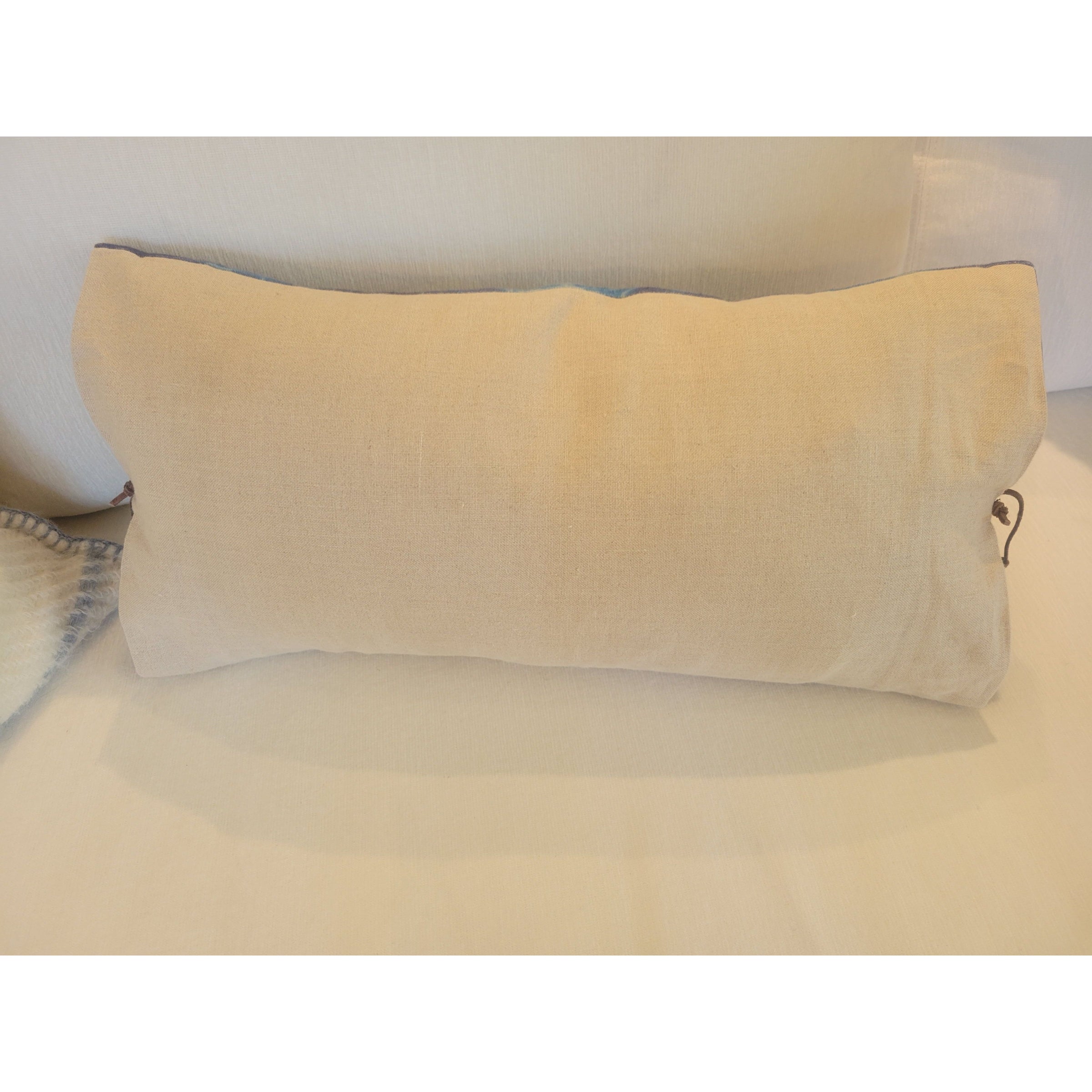Printed Blue Starburst Linen Lumbar Pillow w/ Down Insert by Michele Varian