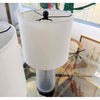 PAIR of Ribbed Glass Table Lamps w/ White Shades