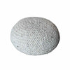 Custom Heather Beige Woven Wool Pouf