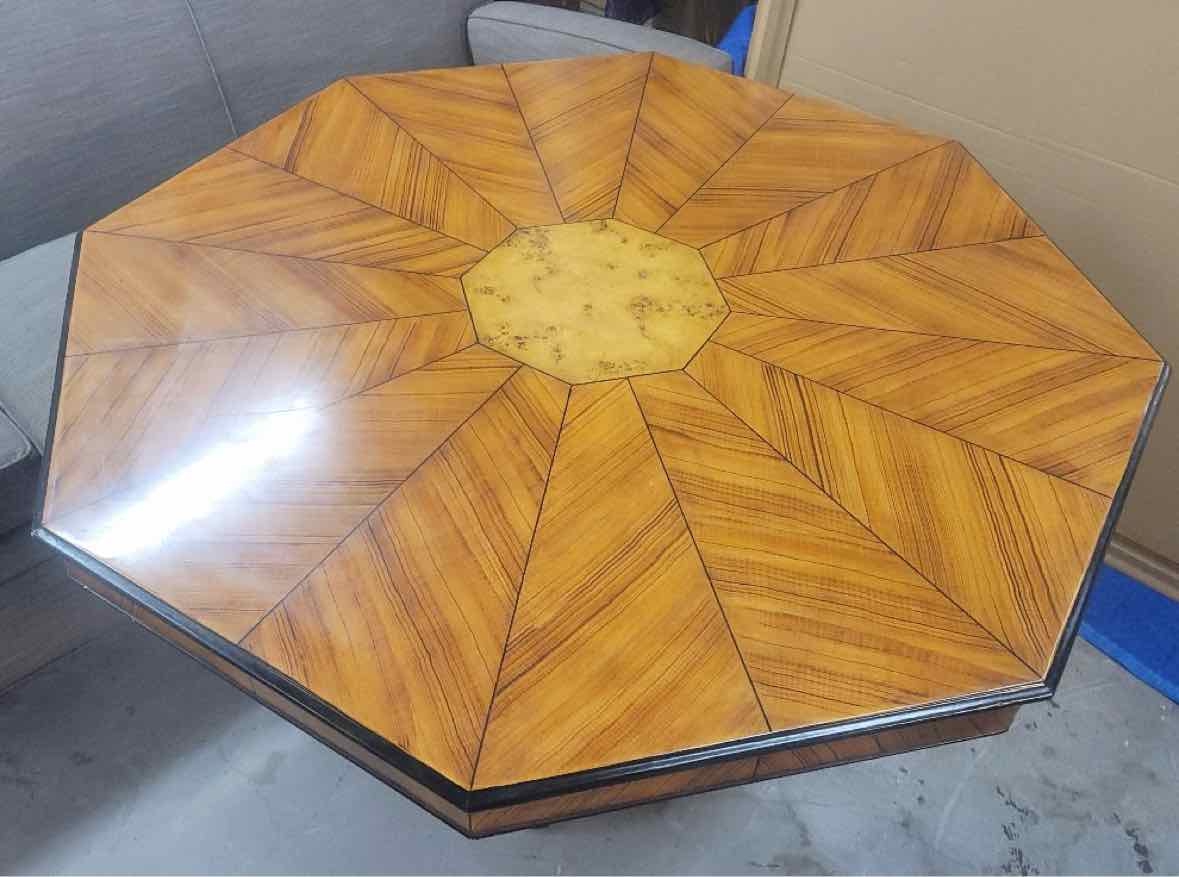4-ft Octagonal Burlwood Inlay Entry Table