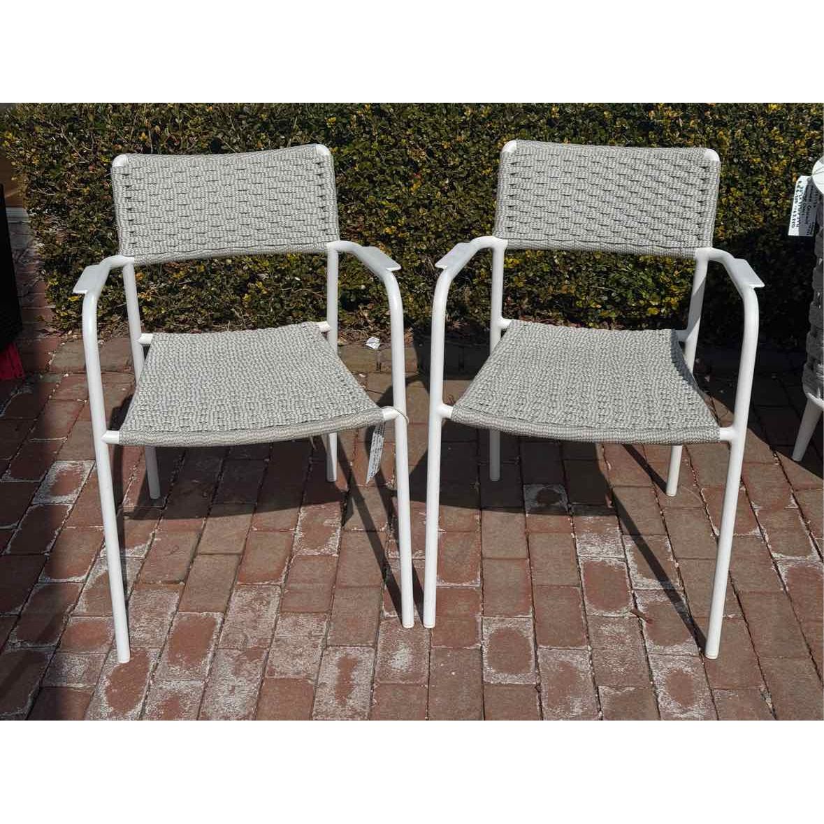 Pair of Echo Dining Armchairs in Silver - colletteconsignment.com