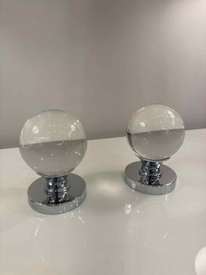 Kate Spade Crystal Oversized Pair of Doorknobs w/ Backplates (Chrome)