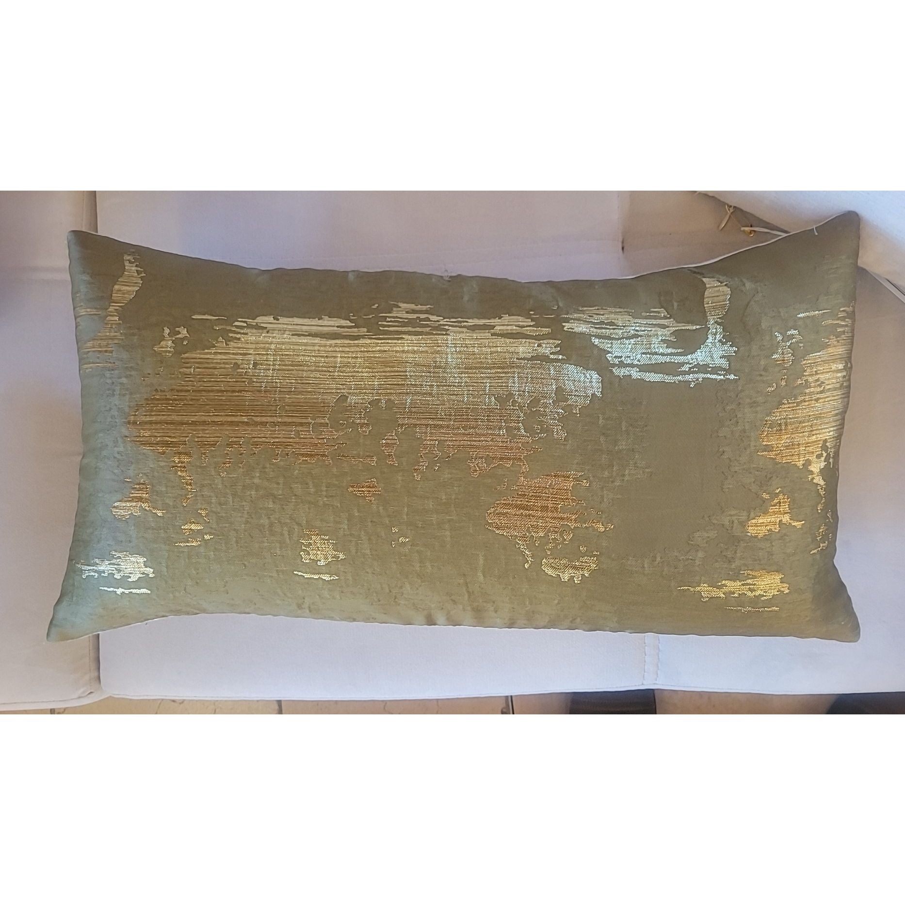 PAIR of Olive Green & Gold Lumbar Pillows