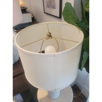 PAIR of White Stone Table Lamps by Homenature w/ Shades