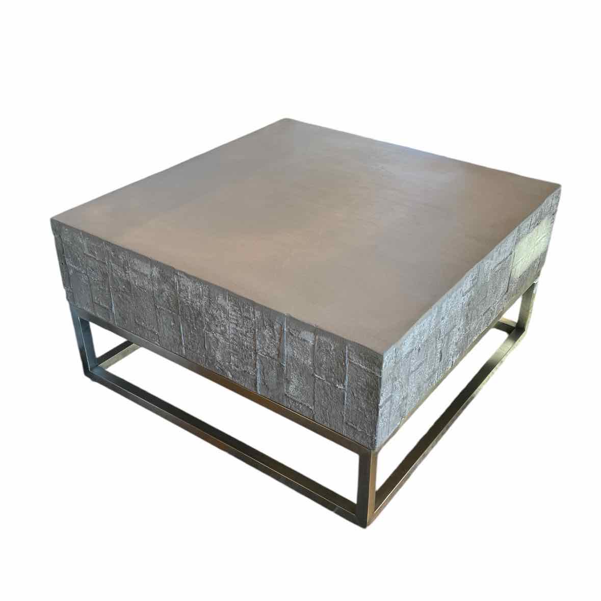 'Constantine' Collection Concrete and Chrome Coffee Table by Four Hands