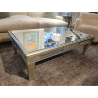 Mirrored Glass Silverleaf Finish Rectangular Coffee Table (As Is)