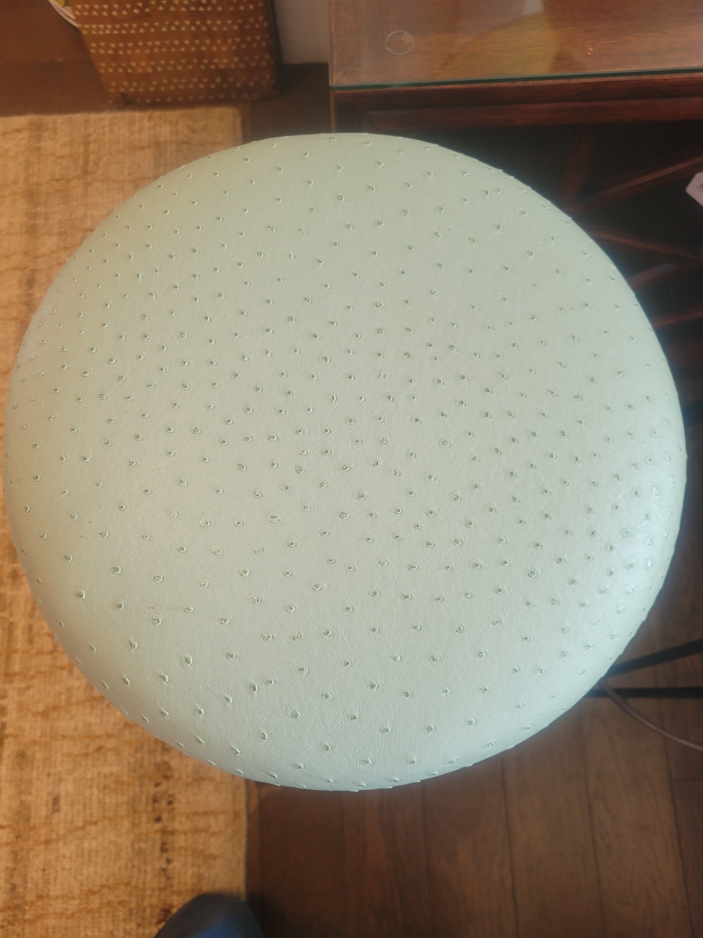 SET of 6 MCM Mint Green Ostrich Leather & Iron Hairpin Counter Stools