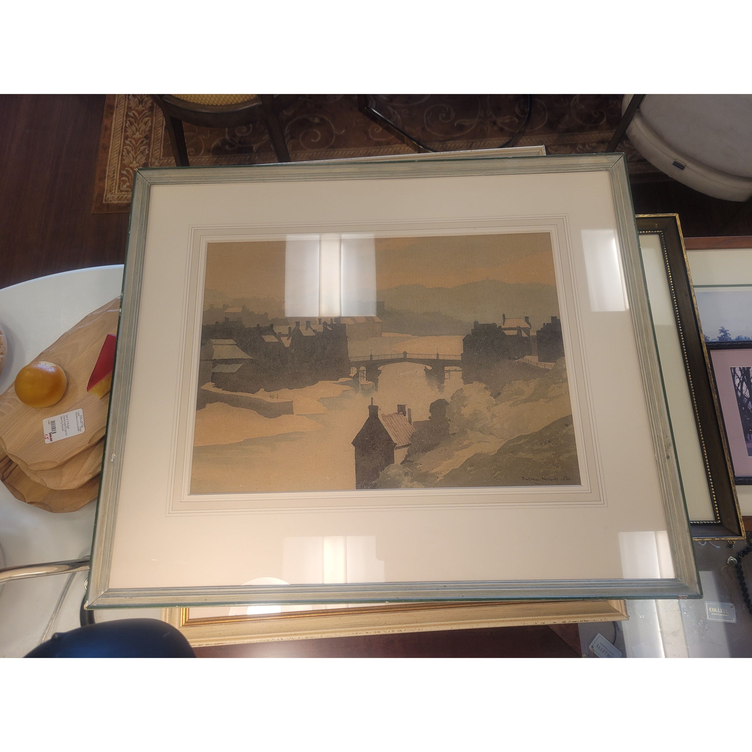1936 Watercolor Painting by Bertram Nicholls in Frame (AS IS)