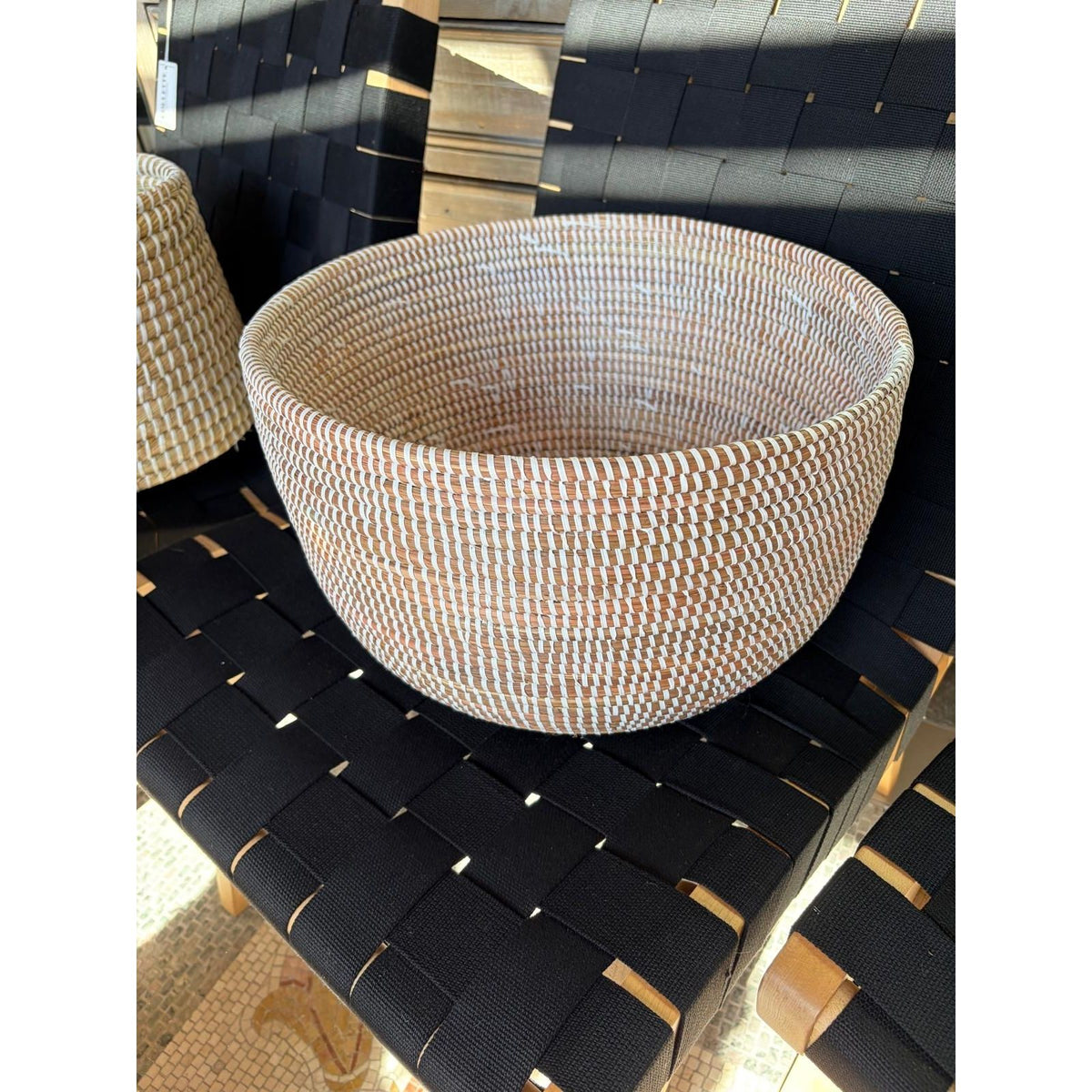 White Wrapped Seagrass Planter - colletteconsignment.com