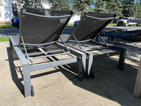 PAIR of Gray Mesh & Metal Outdoor Loungers by Life Outdoor Living (AS IS)