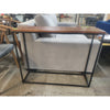 Narrow Matte Black Metal Console Table w/ Wood Top