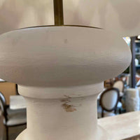 PAIR of XL White Plaster & Brass Table Lamps w/ Tan Shades (AS IS)