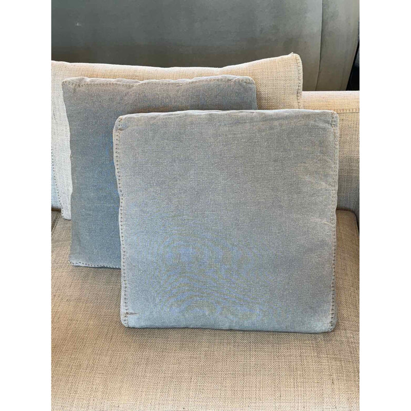 Pair of Teal Whipstitch Edged Pillows