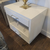 Pair of Taylor Side Tables in Caribbean Sand Faux Linen