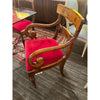 Regency Style Italian Wood King Arm Chair w/ Red Velvet & Cane