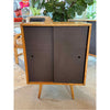 2-ft Mid-Century Maple Cabinet w/ Sliding Grasscloth Doors by Paul McCobb