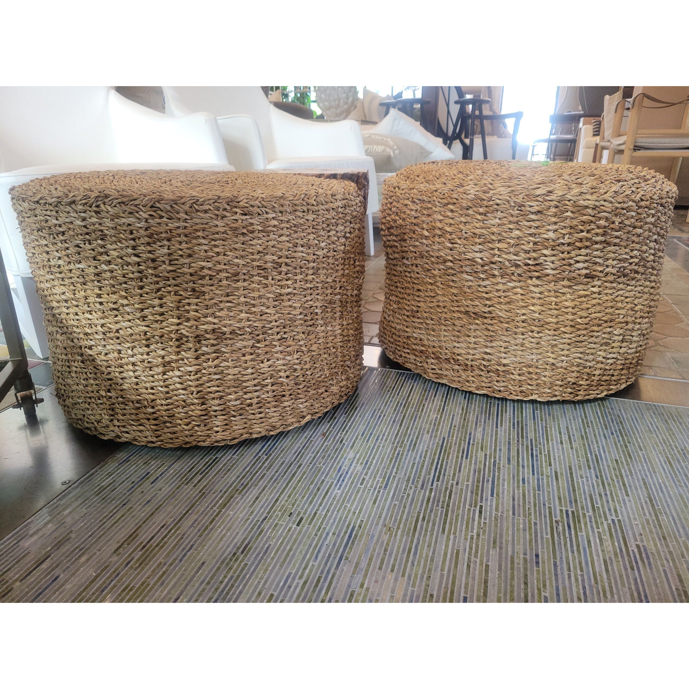 Round Wicker Pouf / Stool