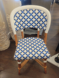 SET of 3 Blue & White Wicker Side Chairs by Maison Drucker