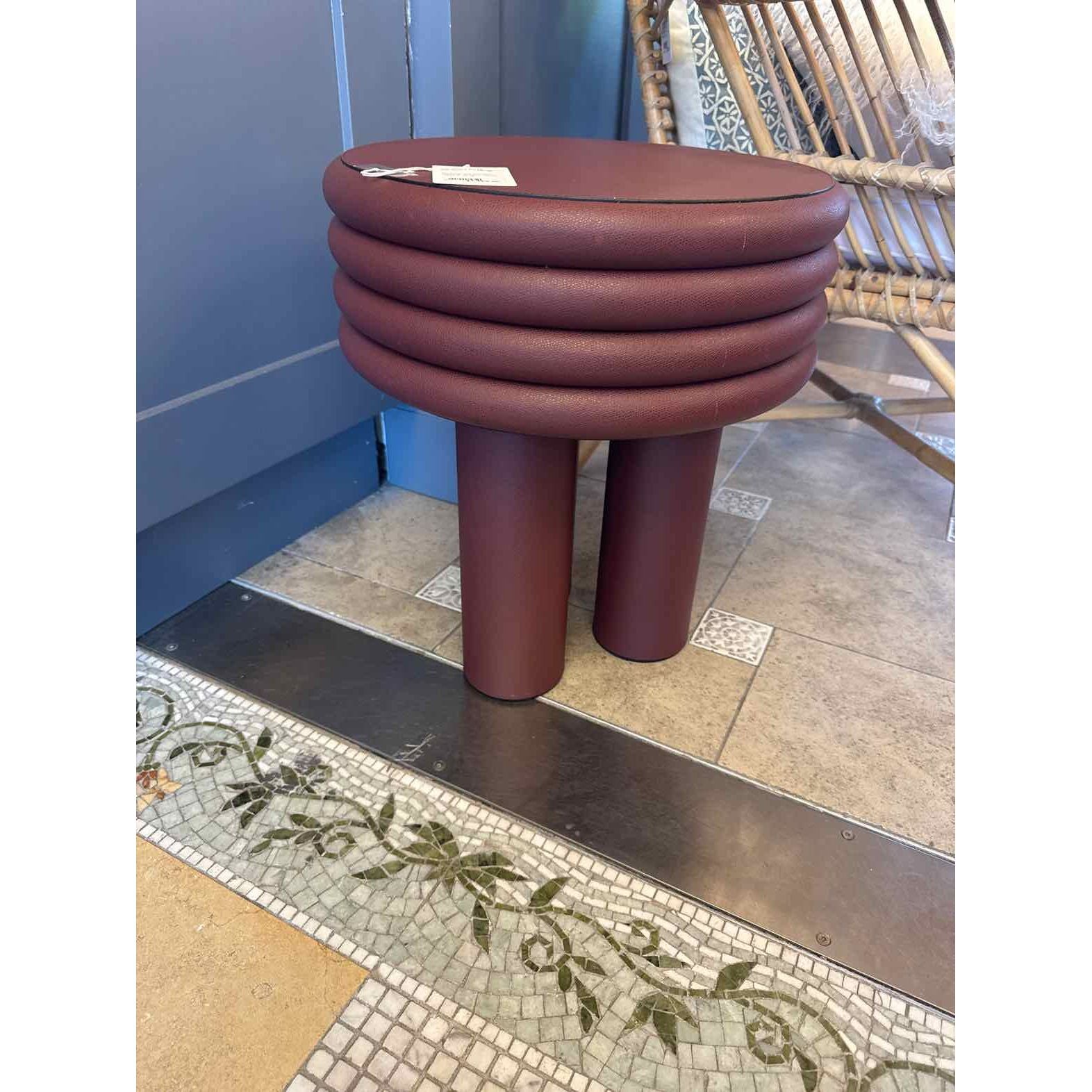 Giobagnara Maroon Leather Accent Table