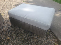 Gray Wicker Ottoman w/ Cushion