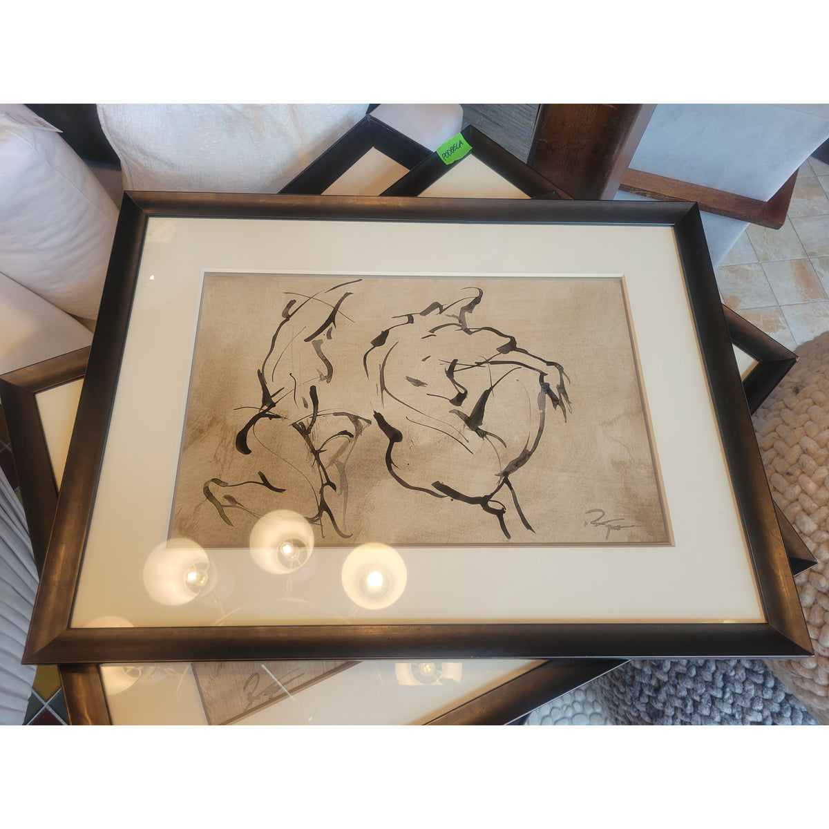 SET of 4 Figural Drawings in Wood Frames by Unknown Artist