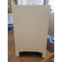 PAIR of 1-Drawer Matte White Lacquer Nightstands w/ Metal Pulls (AS IS)
