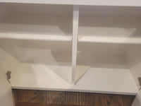 Custom 5-Door Matte White Lacquer Fish Scale Credenza w/ Glass Top