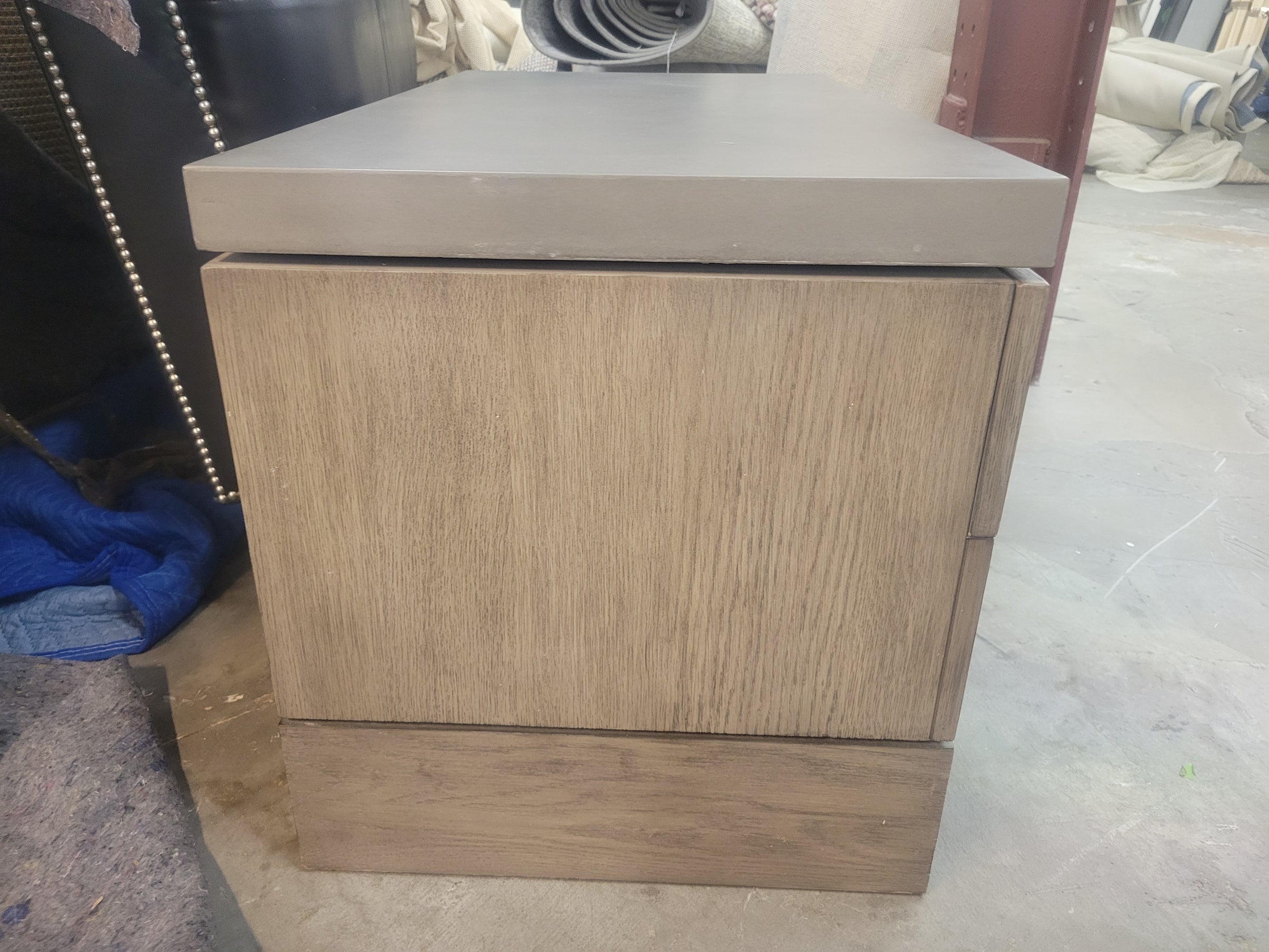 Meade Open 1-Drawer Gray Oak Nightstand w/ Concrete Top by RH
