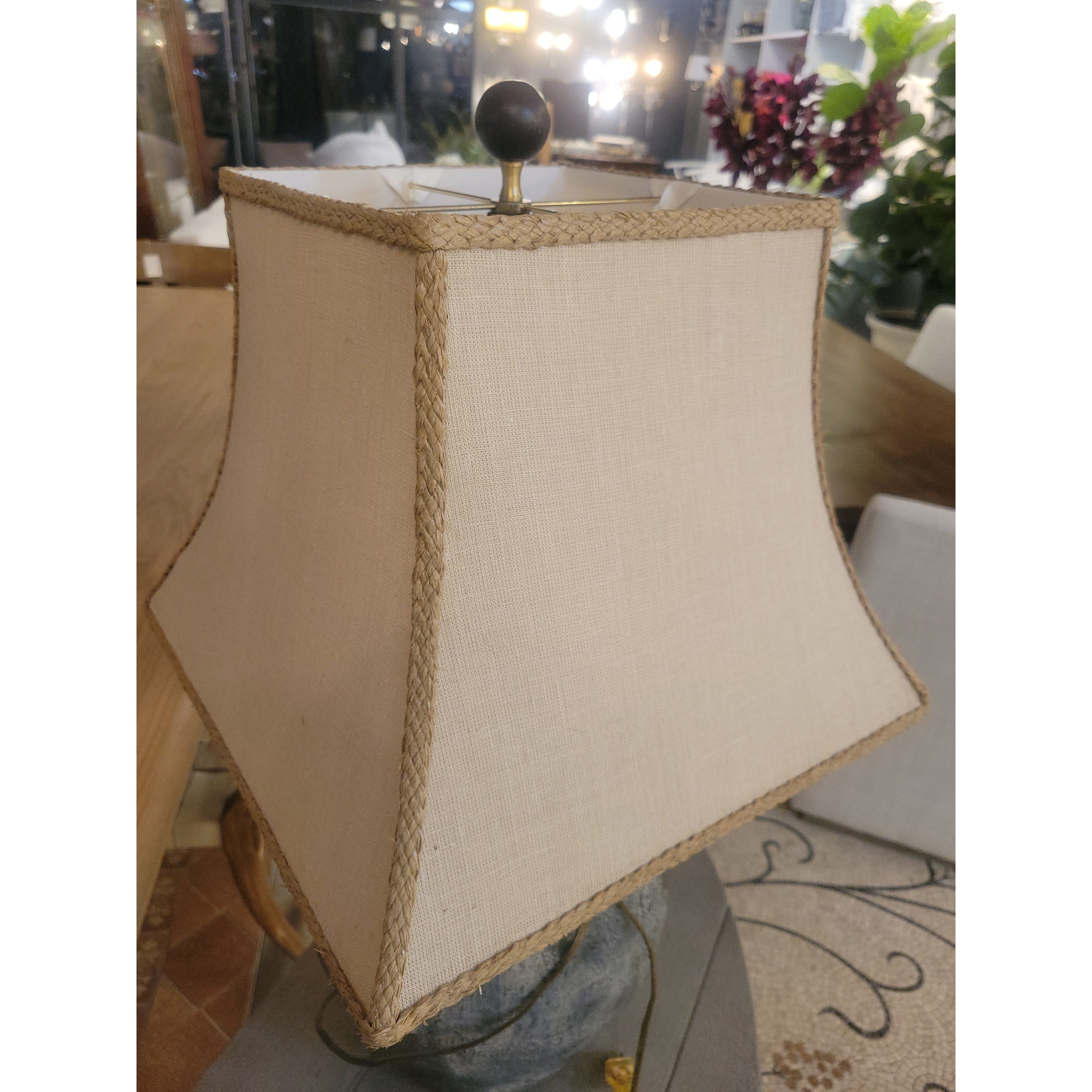 Blue Ceramic Water Pot Table Lamp w/ Shade