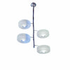 Chrome Pendant Chandelier w/ 4 Rounded Glass Disks on Adjustable Arms