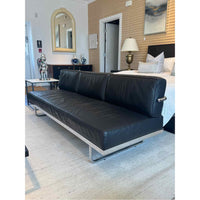 Black Leather & Chrome Cassina LC5 3-Seat Sofa