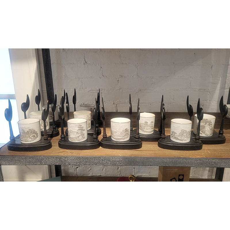 41-Pc 19th C. British Bat-Printed Porcelain Dish Set by Spode w/ Display Stands