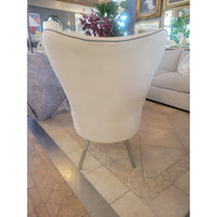 Custom Buttoned High Wingback Arm Chair w/ Piping by Chelsea Textiles - colletteconsignment.com